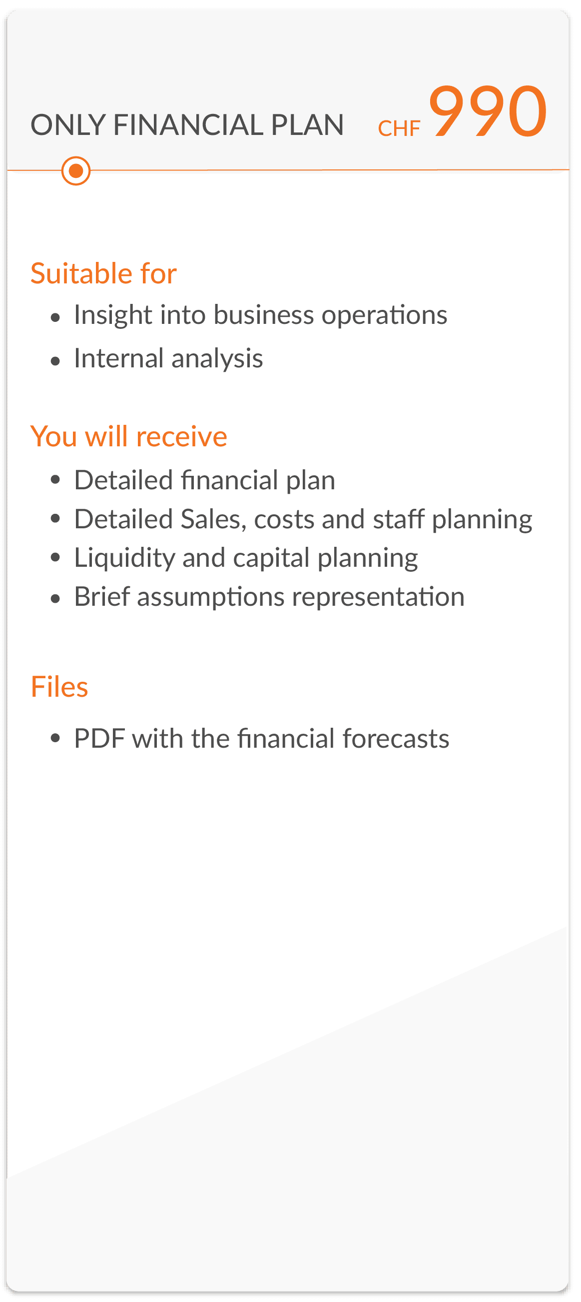 Only financial plan - CHF 990